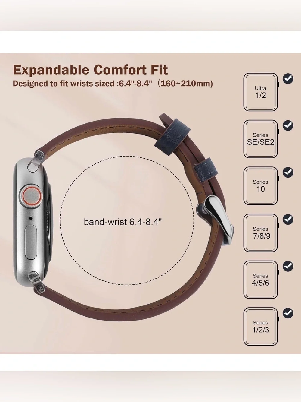 Apple Watch Leather Watch Band, NEW